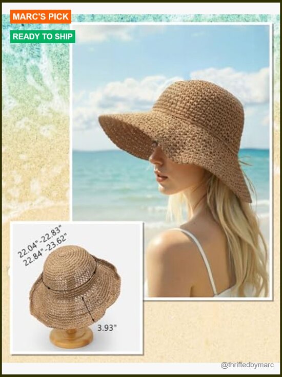 Handmade Straw Floppy Bucket Sun Hat with Detachable Chin Strap Women main image 4